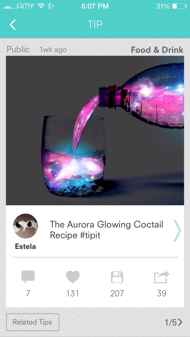 Picture is photoshopped! Your drink will NOT end up glowing like that.