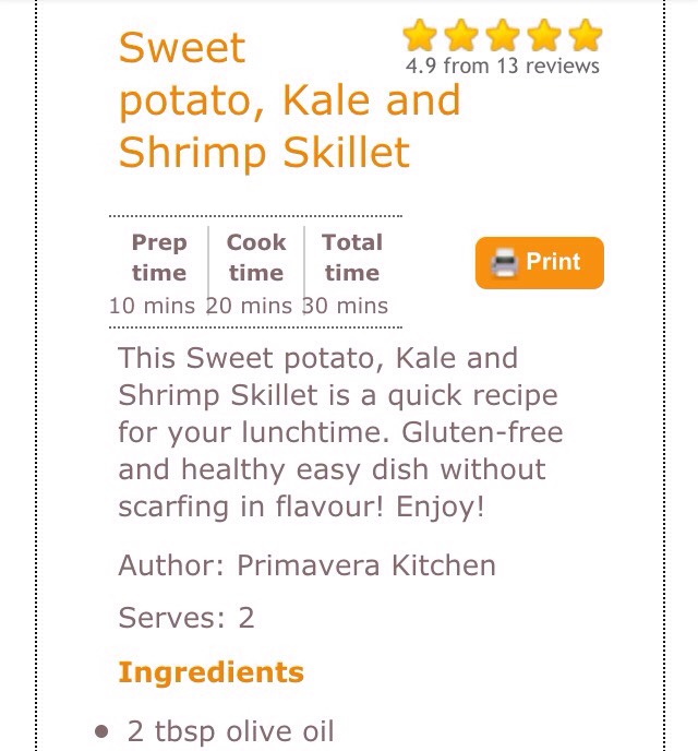 Sweet Potato, Kale, and Shrimp Skillet