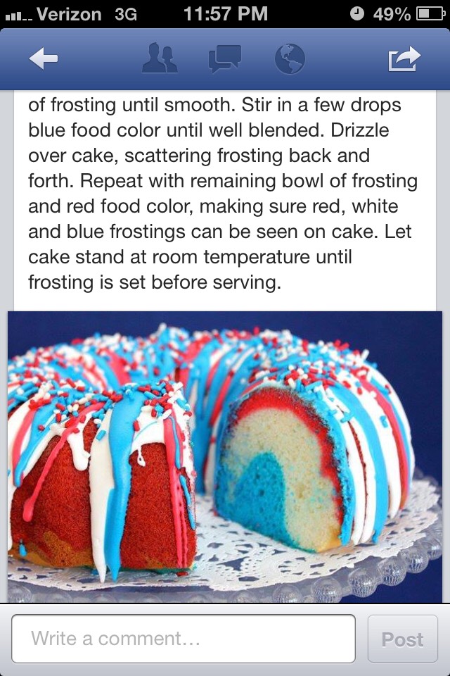 Simple Red White And Blue American Cake. 