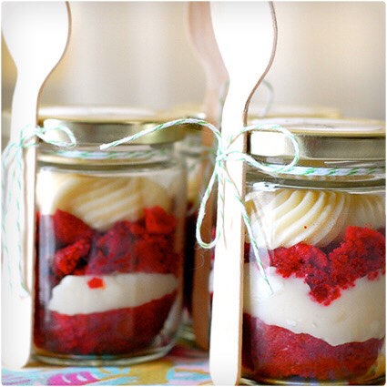 Cup Cake in a Jar !
This one is super easy and also great because they don't have to make it — just eat it! All you do is make a cake and an icing and crumble up pieces of the cake and layer it with the icing!
