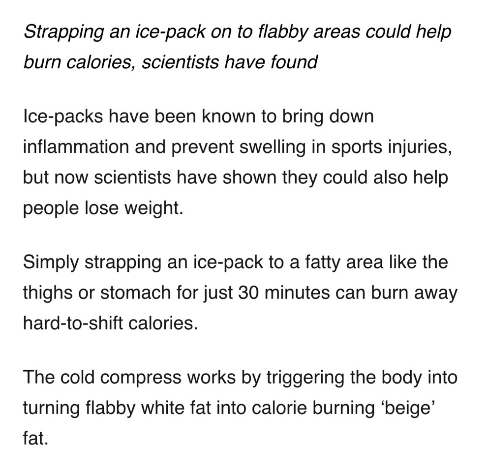 New Research Shows That Cold Ice Packs Helps In Weight Loss😱