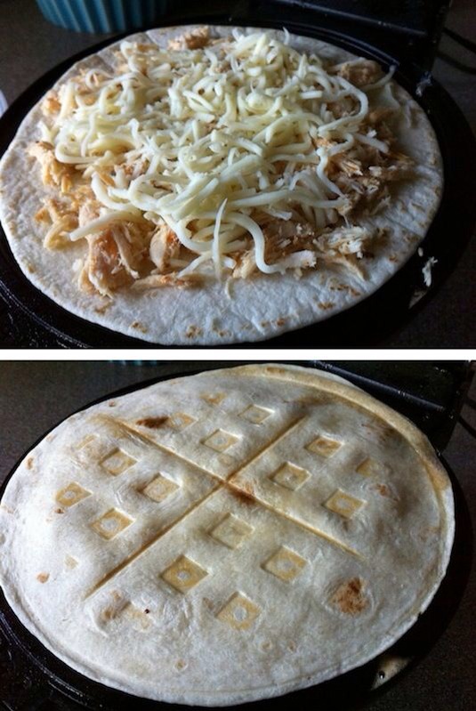 Waffle iron quesadillas !! 