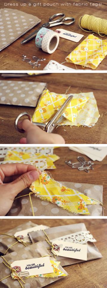 Decorate a pouch for small presents: