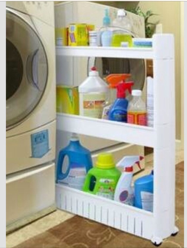 Awesome laundry room storage. Fits right in between the washer & dryer and slide in & out 