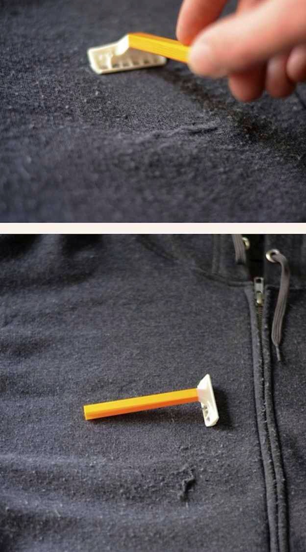 Depill your clothes with a razor