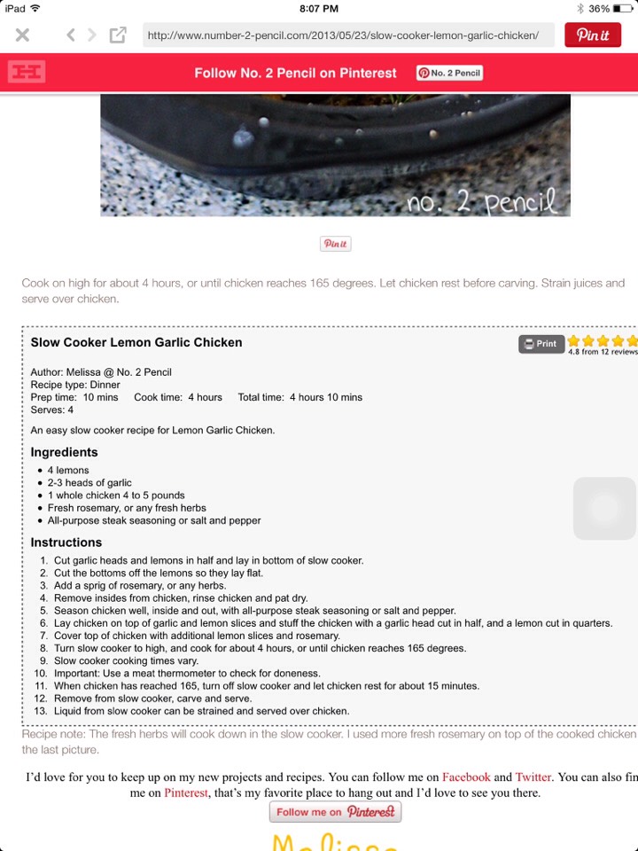 Slow Cooker Lemon Chicken
