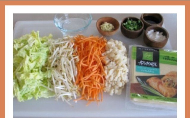 Sautée carrots, cabbage, bean sprouts, tofu(optional), ginger, garlic, and soy sauce.