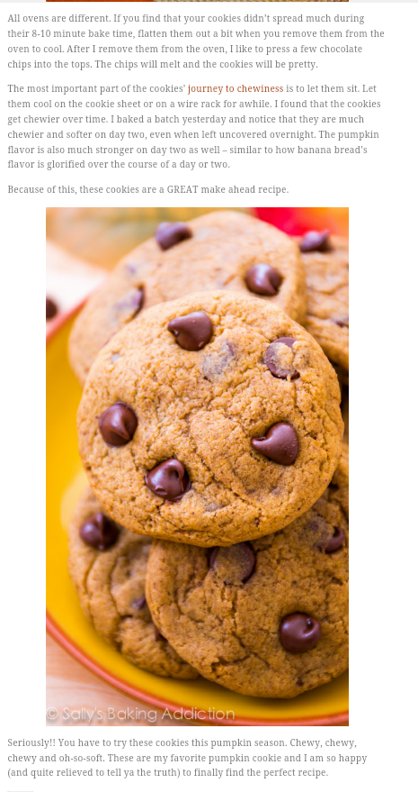 Pumpkin Chocolate Chip Cookies!