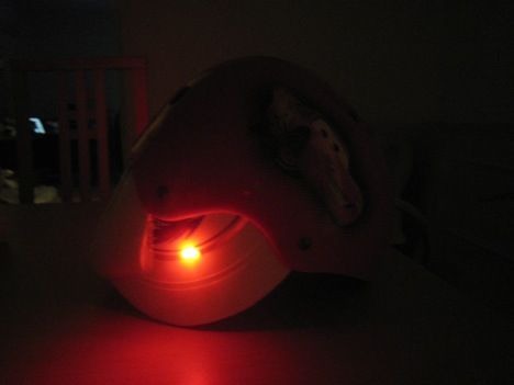 I started feeling a bit frisky... I was looking at images of Mega Man... and thought... I need LED's to make this epic. So I did a little research and found some info here on getting/using LED's. Read more there if you want to see more detailed steps. I went to Radioshack and got some Red LED lights