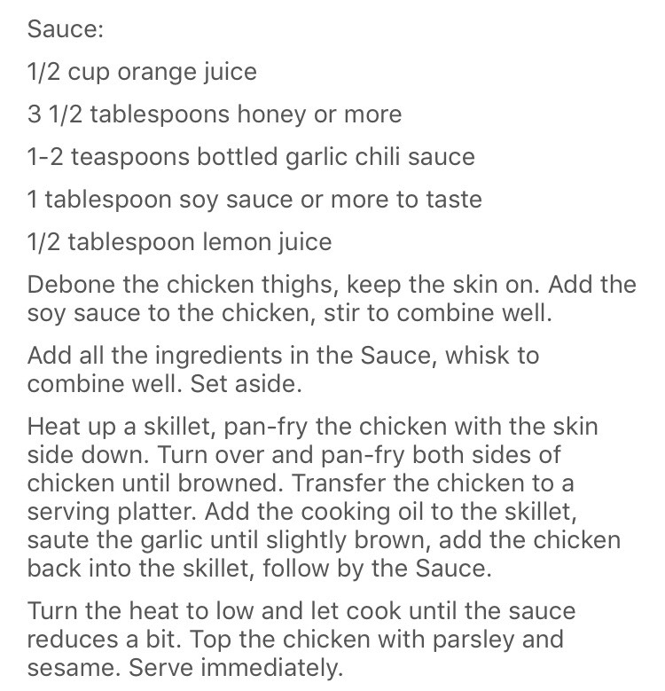 Honey Orange Chicken.