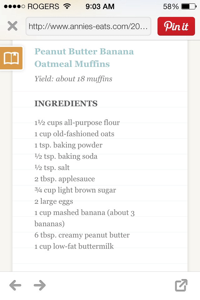 Peanut Butter Banana Oatmeal Muffins
