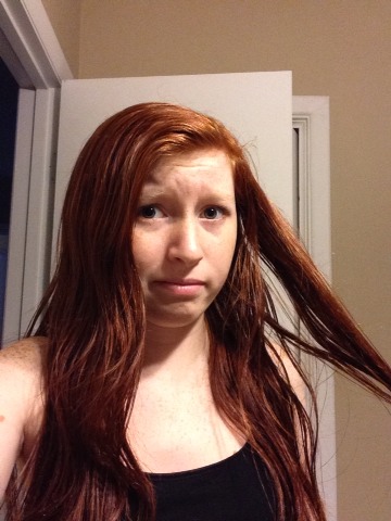 This is my hair AFTER it's dried. I was not impressed by the results. It is supposed to make your hair softer and shinier but all mine did was make it oily. 