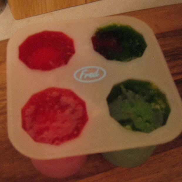 Heat the gummies in the bowl for about 1min 20secs or until liquified (separate or mix for different colors)
Pour into the mold and tap on the counter to level (make sure to fill to the top to ensure no leaking & a solid base)
Pop into freezer for 1 1/2 hours or until they are set! 
