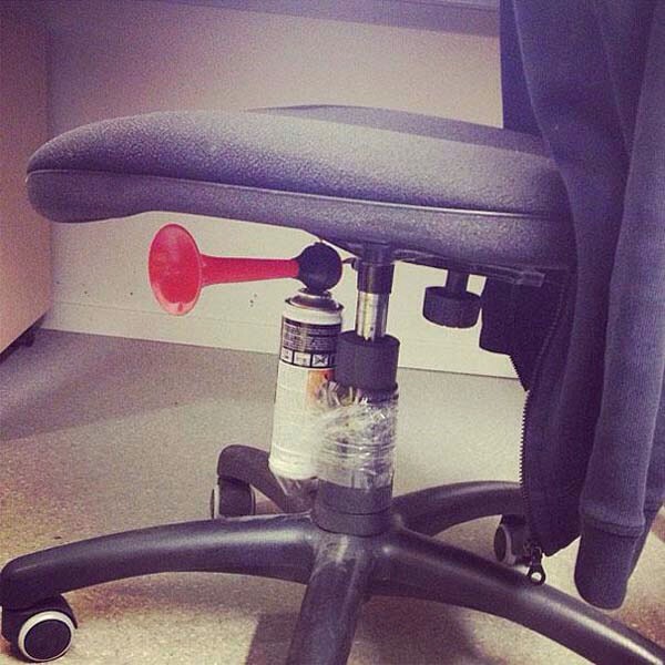 Attach an air horn to someone's seat