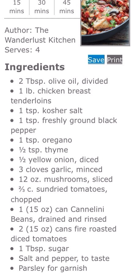Chicken Breast Tomato & Mushroom Pasta 