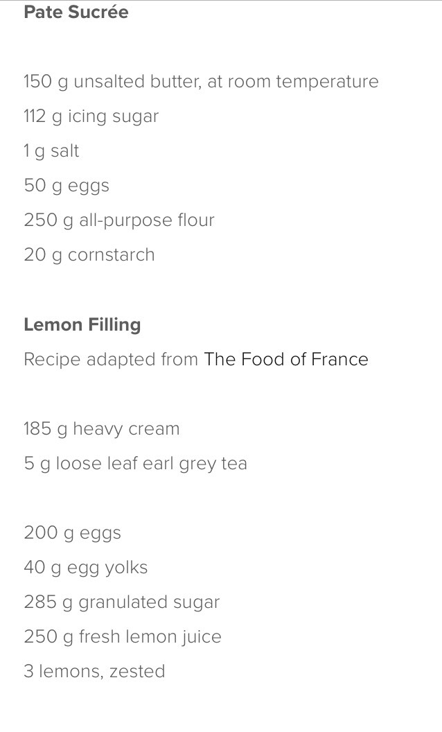 Lemon Earl Grey Tart 
