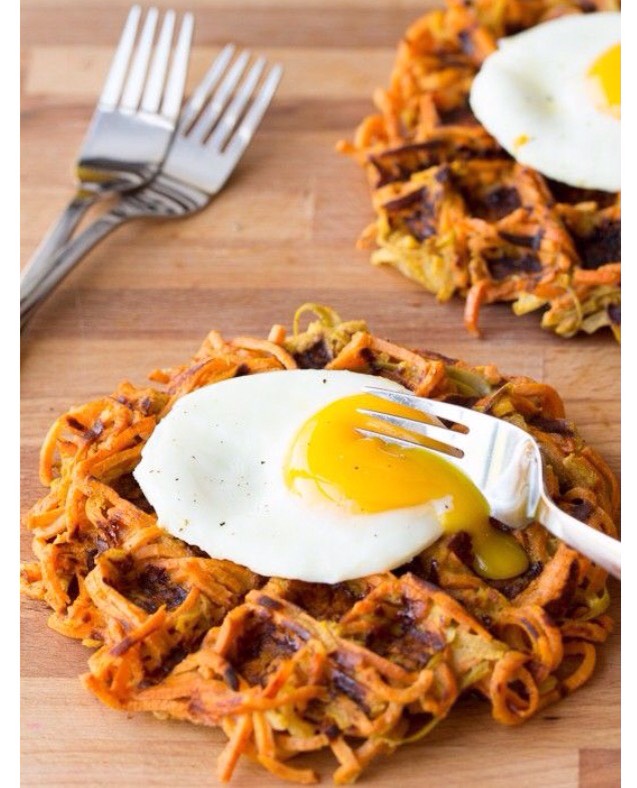 Cinnamon Sweet Potato Apple Waffles