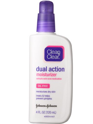 clean&clear dual action moisturizer•moisturizes skin well•use last and don't wash off