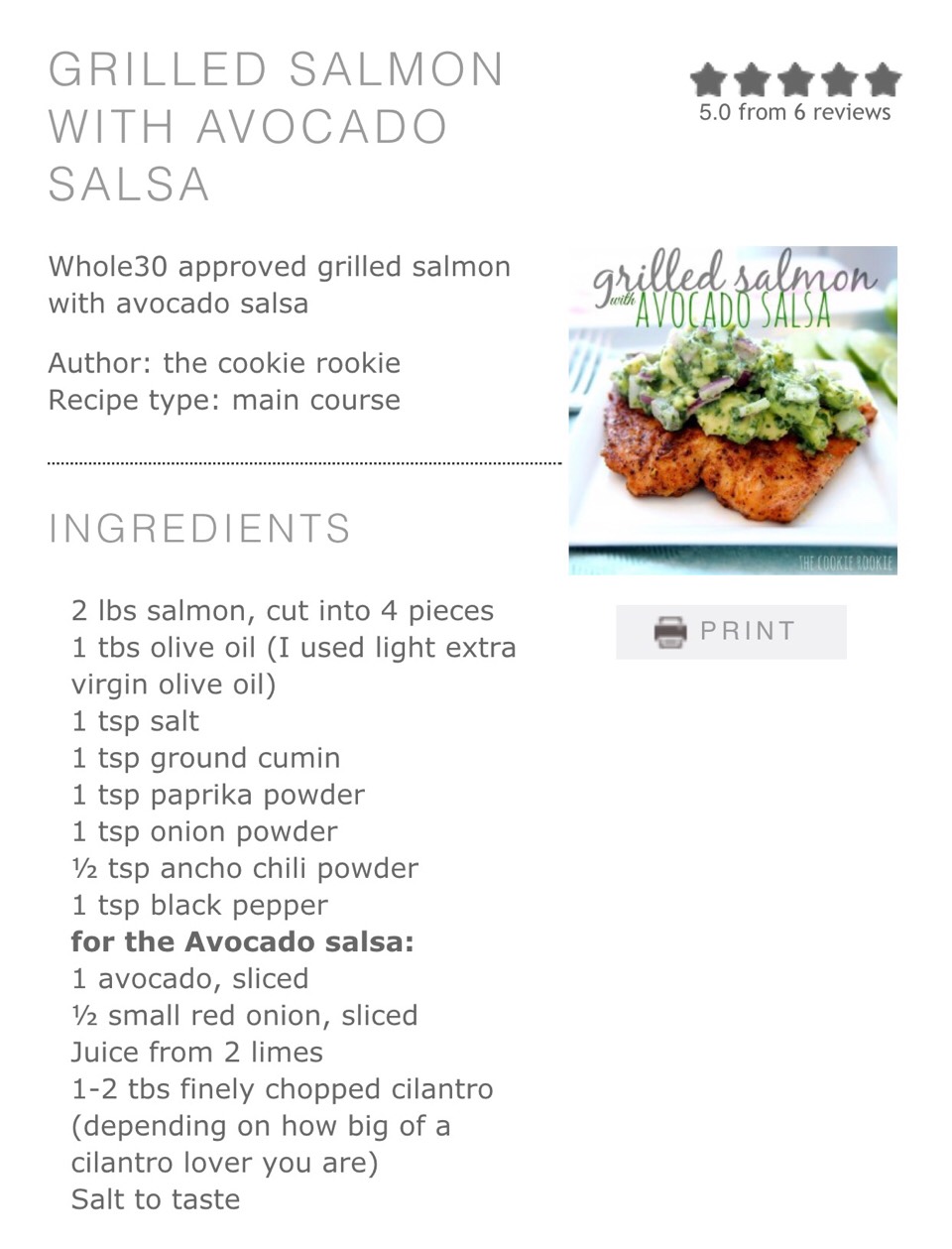 Grilled Salmon With Avocado Salsa