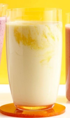 CREAMSICLE SMOOTHIE
Blend:
3/4 cup of frozen orange or orange tangerine concentrate with 1/2 cup cold water and 1 cup of vanilla ice cream and 1 cup of ice