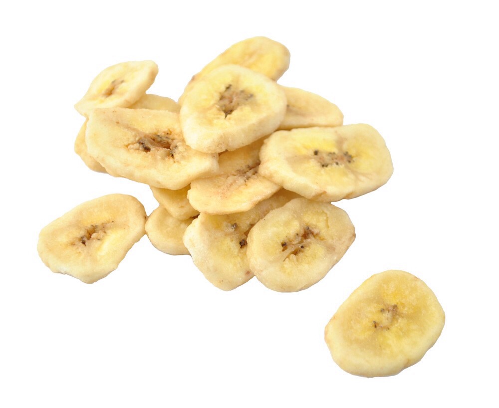 DIY banana chips :)
-slice whole banana
- dip in lemon juice
-bake at 250 until golden brown