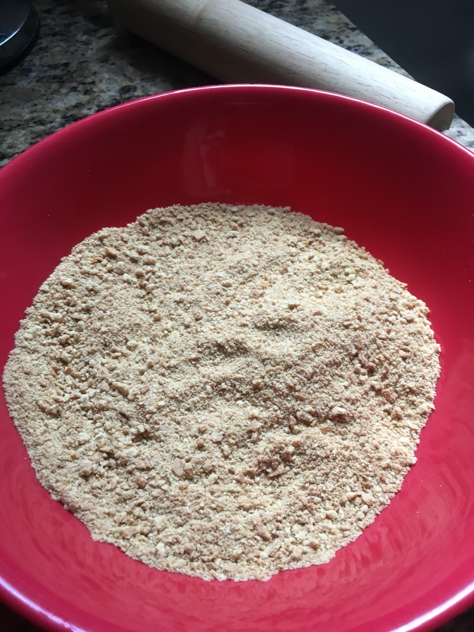 Crash the crackers, add the brown sugar and the butter 