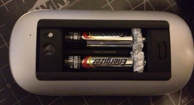 If you need AA's but only have AAA's, then stuck a bit of foil inbetween the nodes of the battery. Aluminum is a conductor, so the electricity can flow freely.