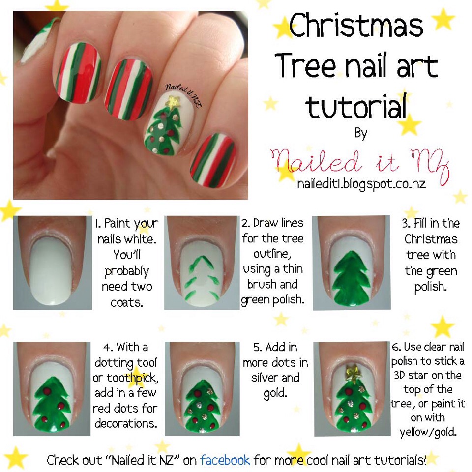 As for nails ... A good way to go is with striped colors and a Christmas tree💕 CLICK FOR FULL PICTURE