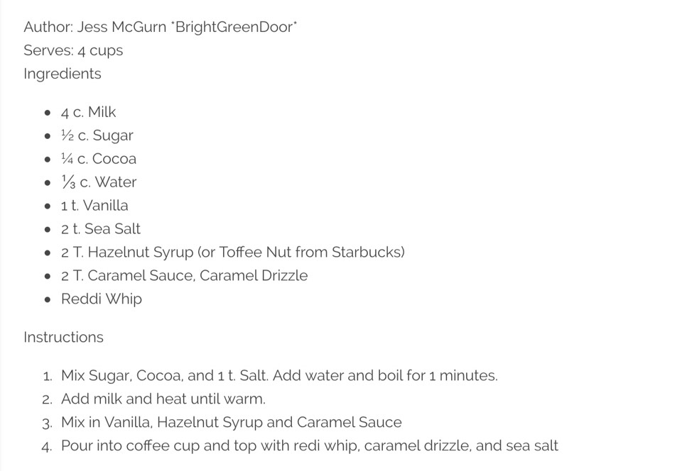 Copycat Starbucks Carmel Hot Chocolate 
