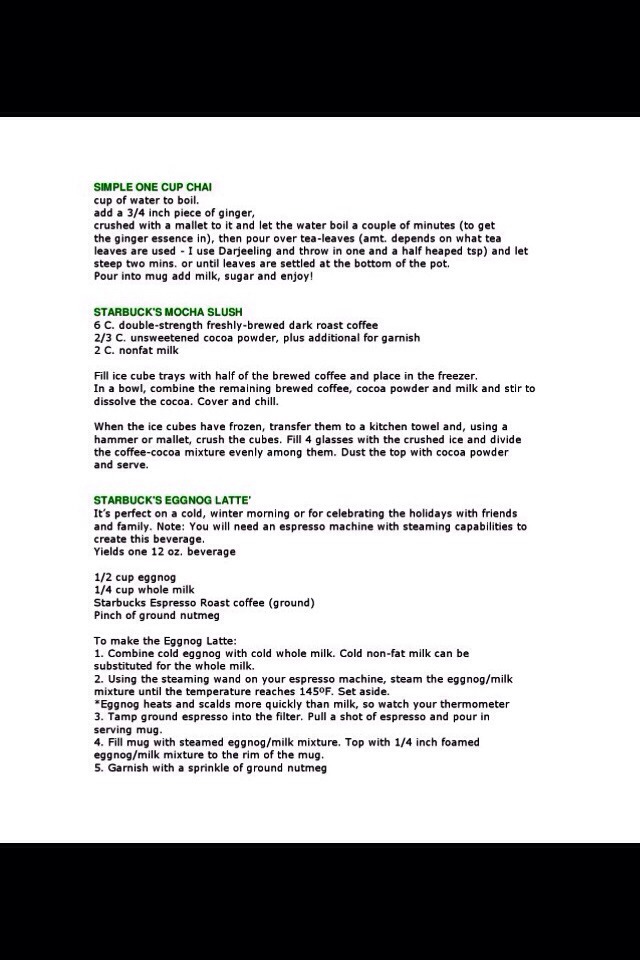 DIY Starbucks Recipes!!!! 
