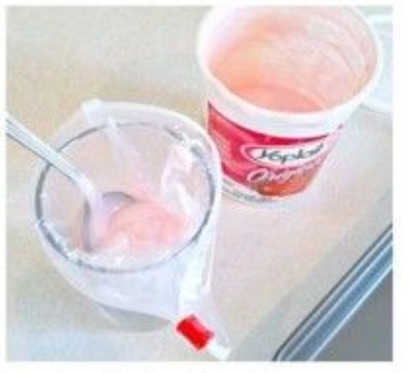 Place yogurt of your choice in a bag