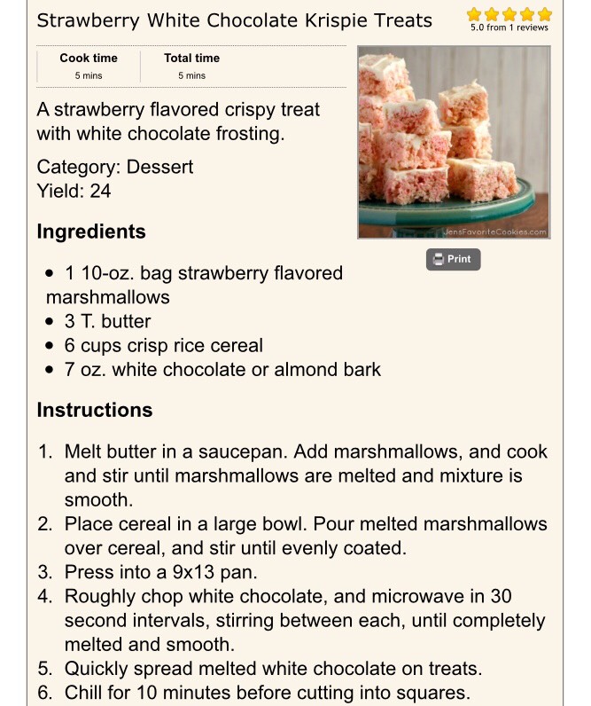 Strawberry Rice Krispies Treats 