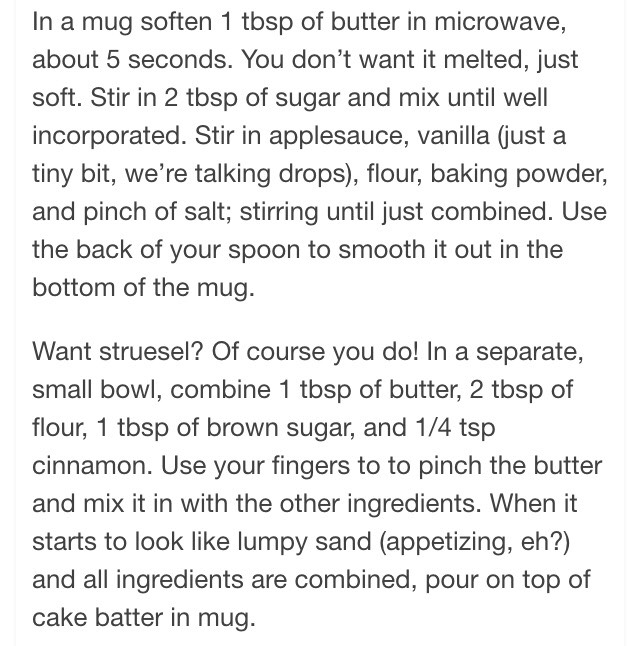"2 MINUTE COFFEE CAKE IN A MUG"