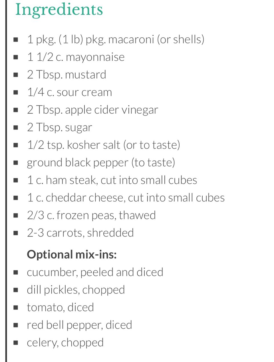 Macaroni Salad. 