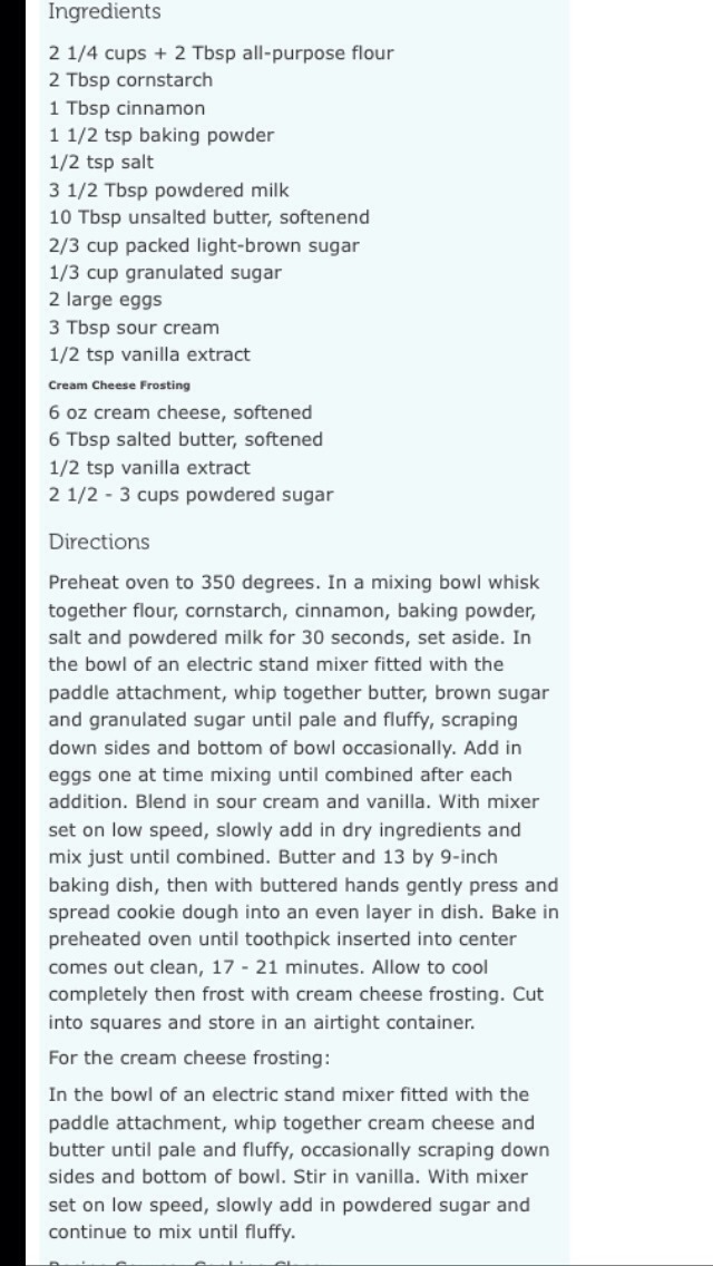 Cinnamon Roll Cookie Bars