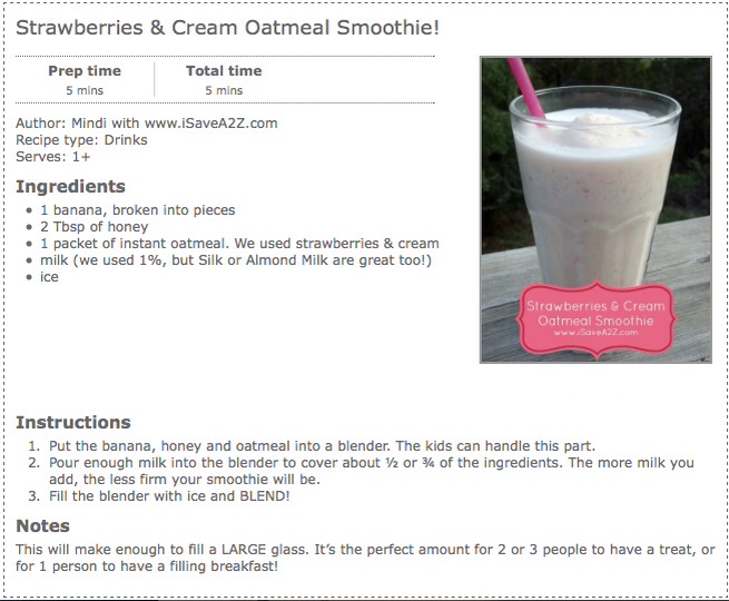 Strawberries & Cream Oatmeal Smoothie 
