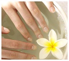 Soak
1/4-1/3 cup olive oil 
Heat up in microwave for 30 secs and soak  soak each hand for at least 1 min
Soak
1 cup buttermilk 
Soak ur fingertips for at least 5 mins
Soak
1 cup water-juice of 1/2 a lemon
Combine ingredients and soak for 5 mins
 