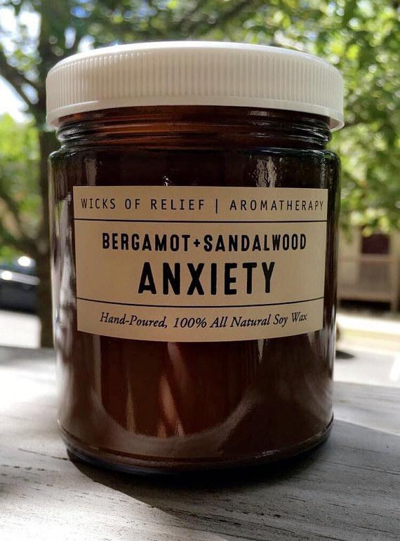 This relieving candle.The wooden wick in this creates a soft crackle that is intensely relaxing. By Wicks of Relief,