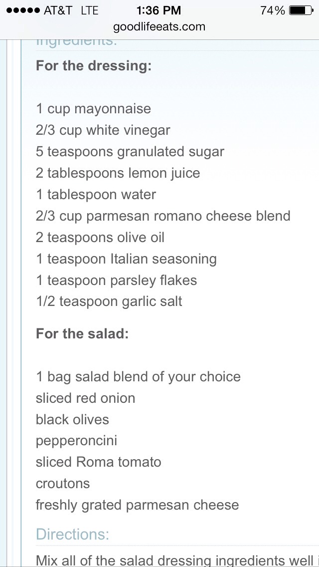 Copy Cat Olive Garden Salad And Dressing