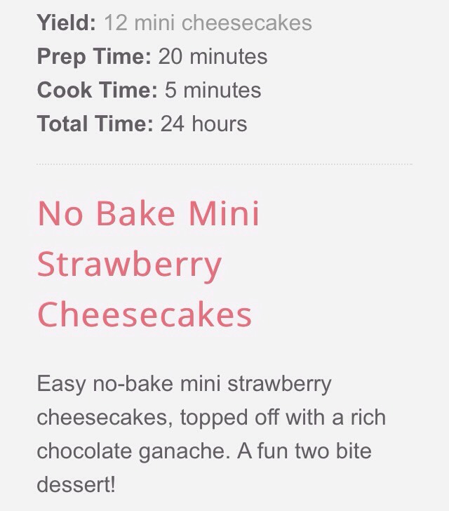 No bake strawberry cheesecakes with chocolate ganache 