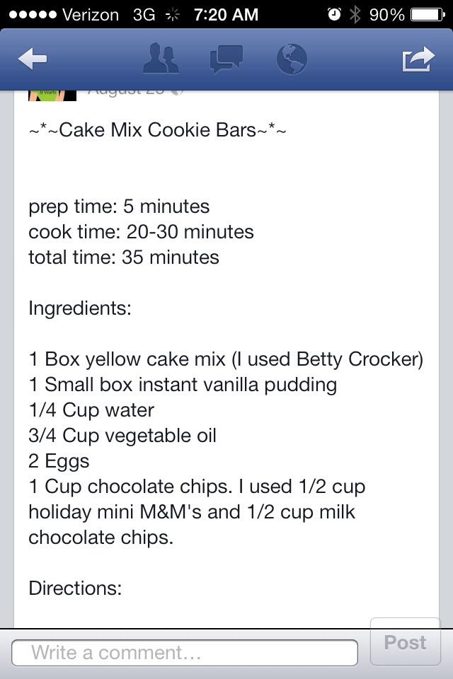 Cake Mix Cookie Bars