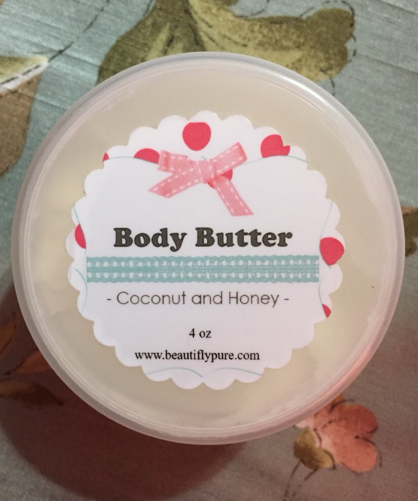 Beautifly Pure Coconut and Honey body butter smells so delicious...your mouth will water as you apply it.
Made of all natural vegan ingredients.
This product contains no artificial fragrances.
Cost: $12 (If that alone isn't a closer).
Your skin will look, feel, and smell like a million.
