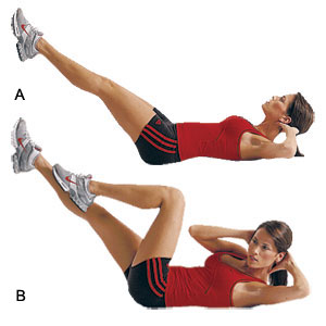 Bicycle crunches 
3 reps/ 12 sets