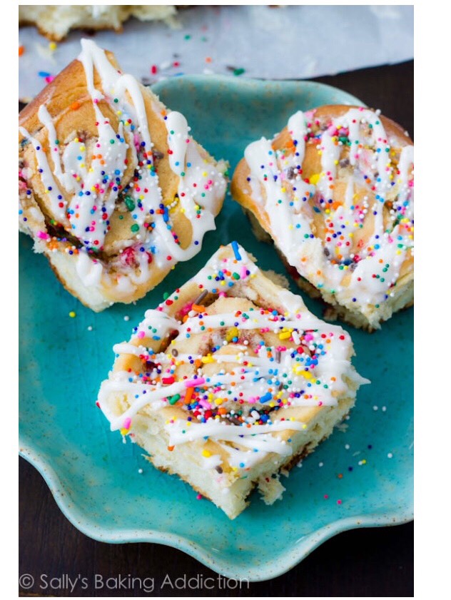 Cake Batter Cinnamon Rolls!!