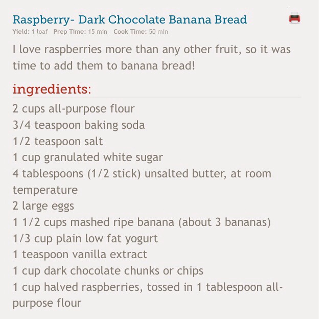 โจ Raspberry- Dark Chocolate Banana Breadโจ๐ซ๐๐๐