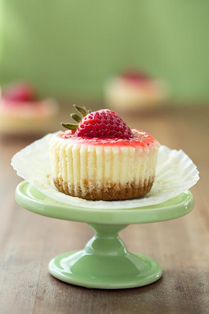 18
Cheesecake Cupcakes {With Strawberry or Salted Caramel Topping}