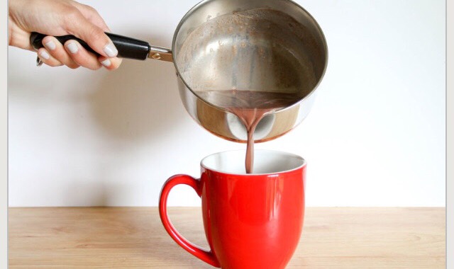 turn off the stove. carefully pour the mixture into a cup or a mug.