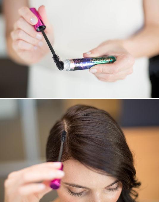 15. Apply mascara on your roots to hide regrowth or gray hairs.