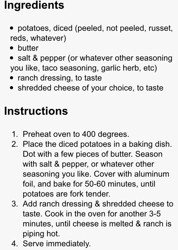 Cheesy ranch potatoes 