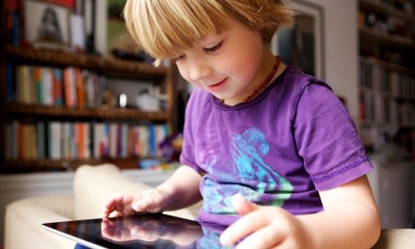 Look for kids stories online! This app will read the stories to your child while they can follow text and learn how to read!!